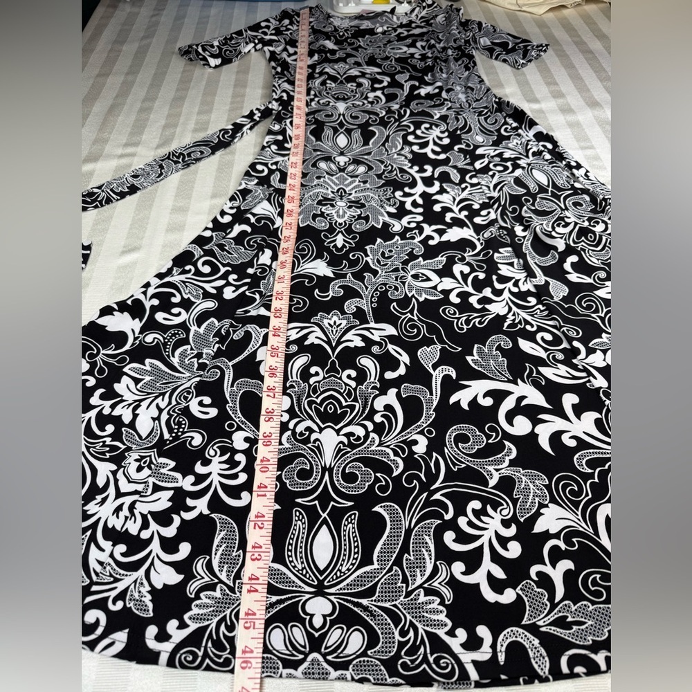 NWT Nina Leonard Miracle Matte Jersey Maxi-dress Sz Small Floral Scroll - Picture 10 of 12